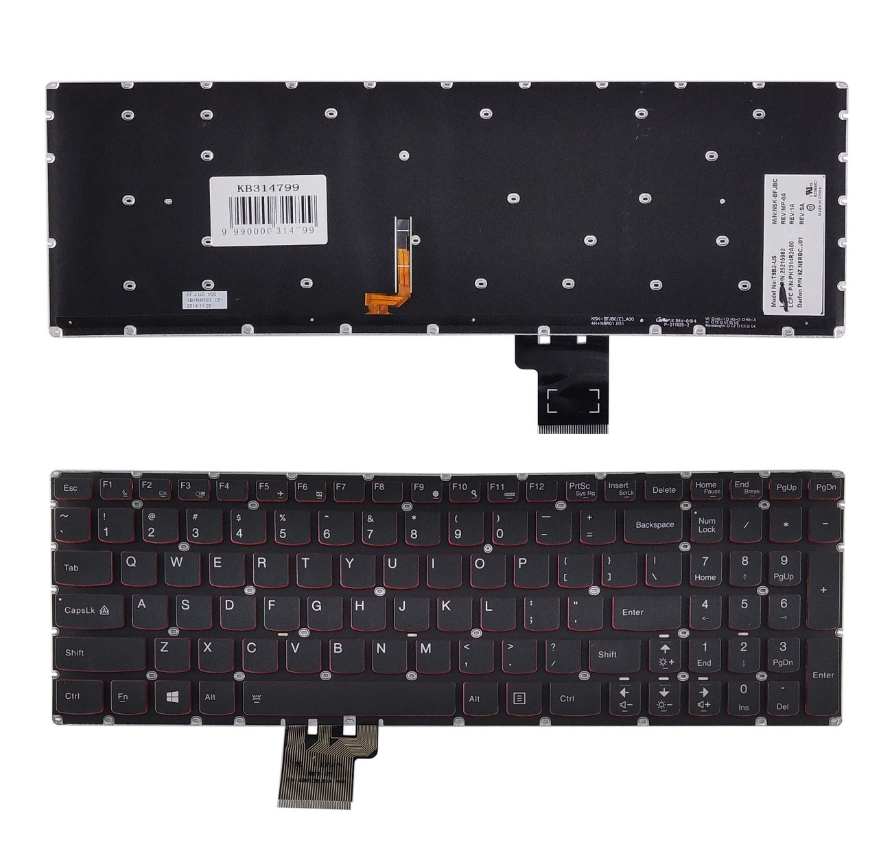 Keyboard LENOVO Erazer Y50, Y50-70, Y70-70; IdeaPad U530, with Backlight