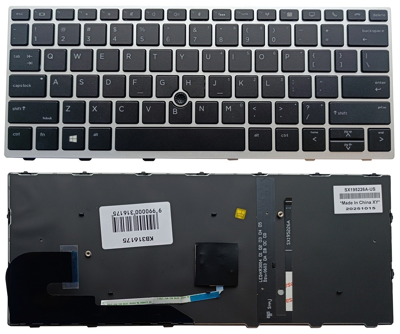 Klaviatūra HP Elitebook 730, 735, 830 G5/G6, su pašvietimu ir „trackpoint“