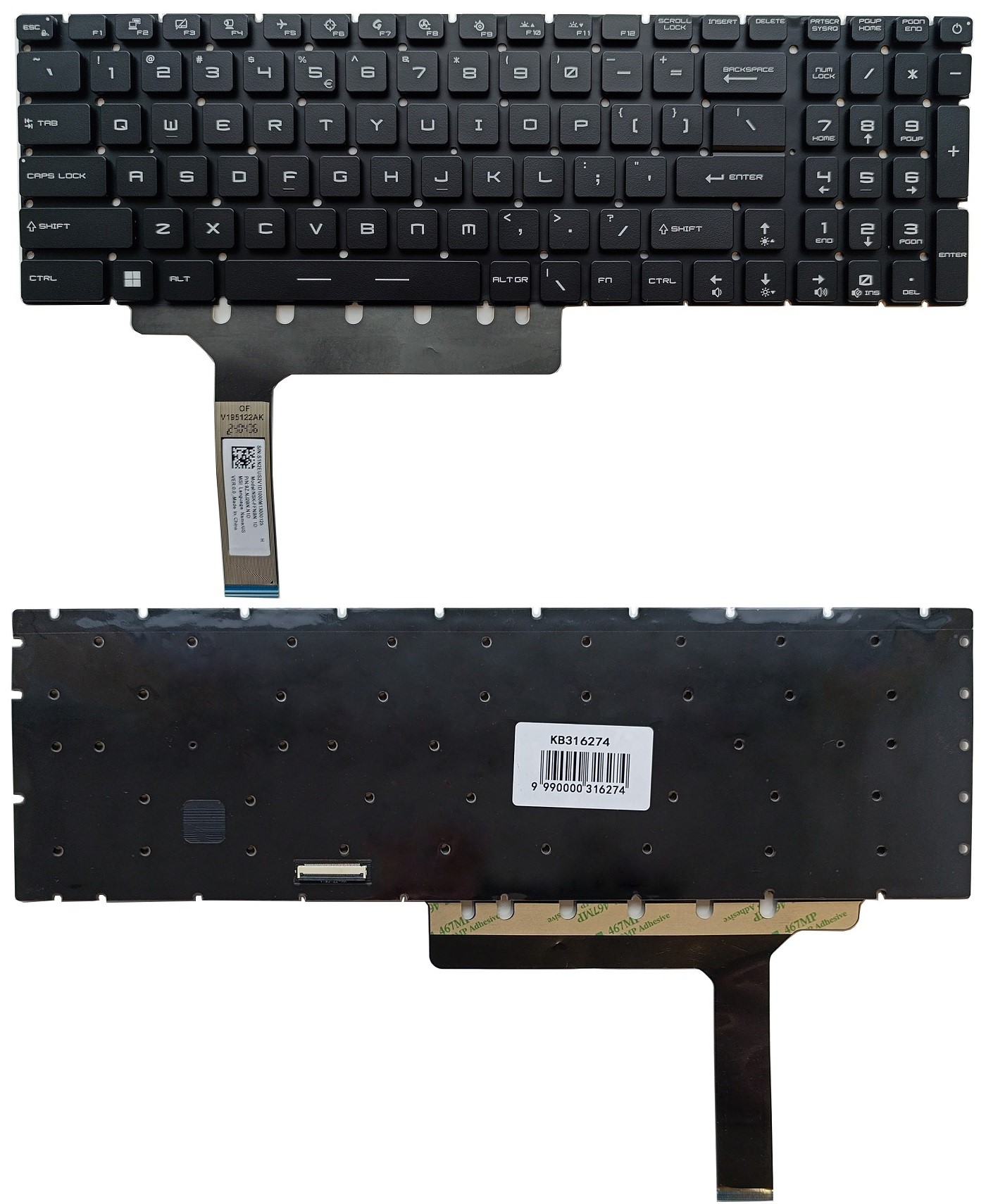 Keyboard MSI GP76 GS76 GE76 with RGB backlit US
