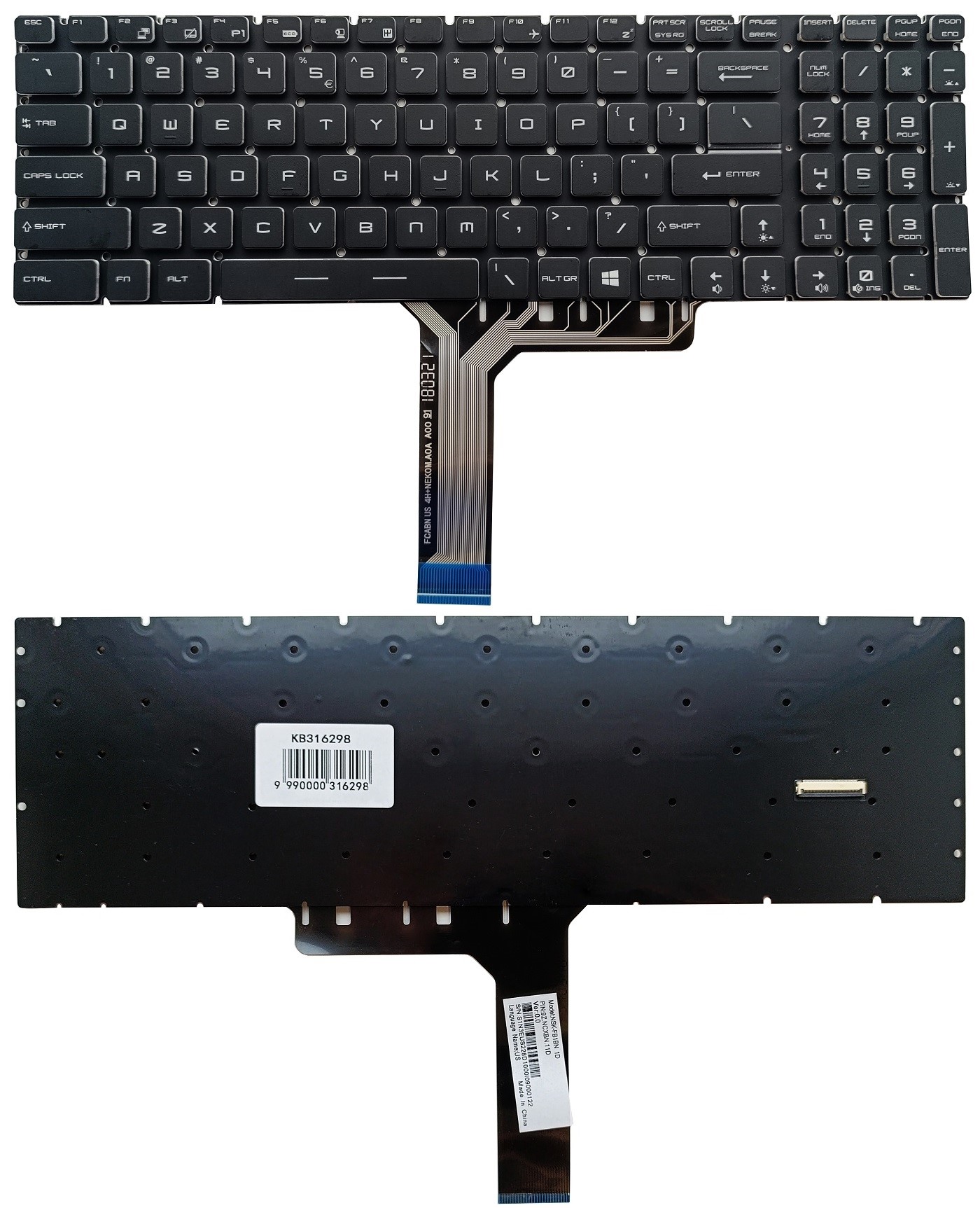 Keyboard MSI GE63 GE73 GS63 GS73 with RGB backlit US