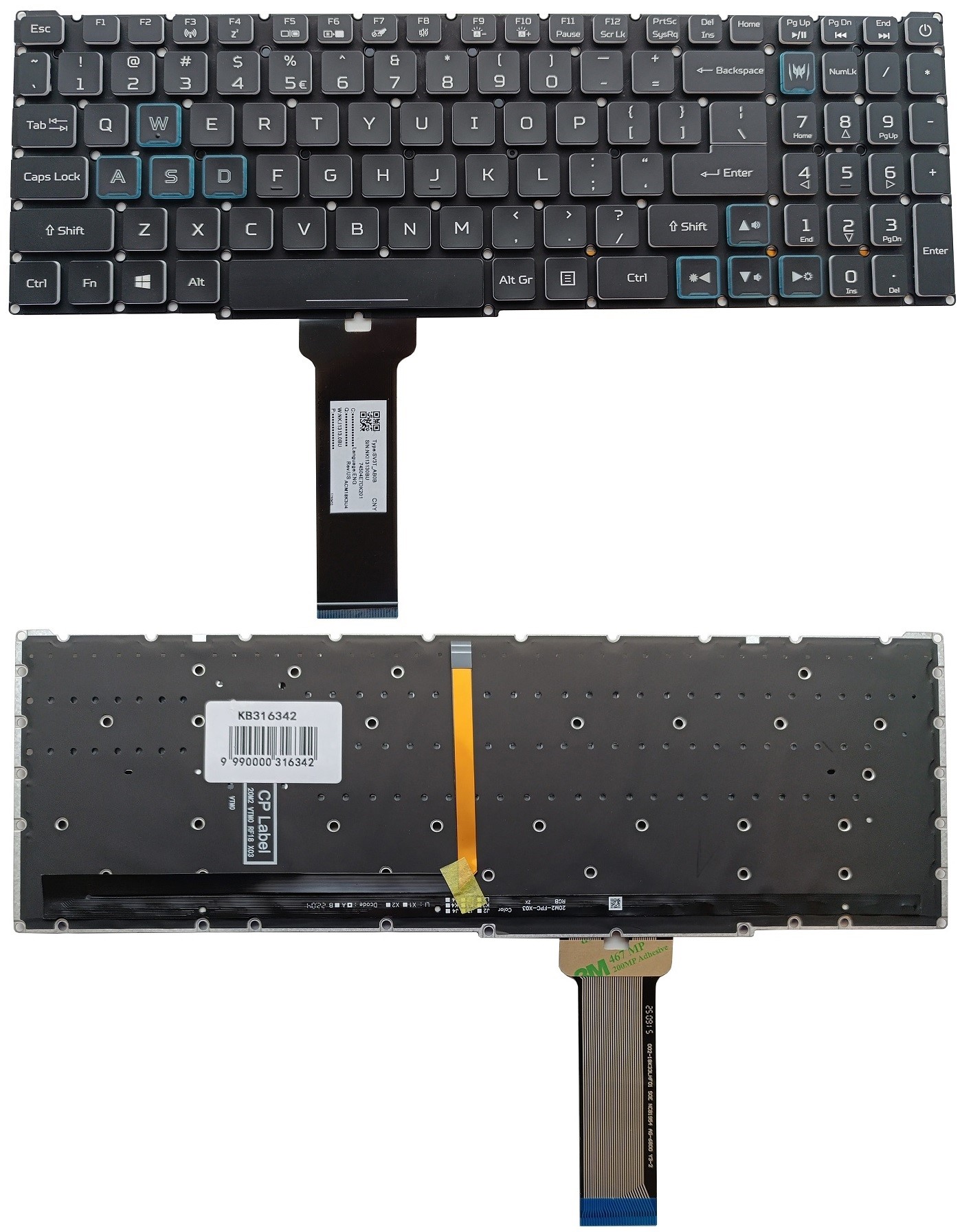Keyboard ACER Predator Helios 300 PH315-52, PH315-53, with Backlight, US