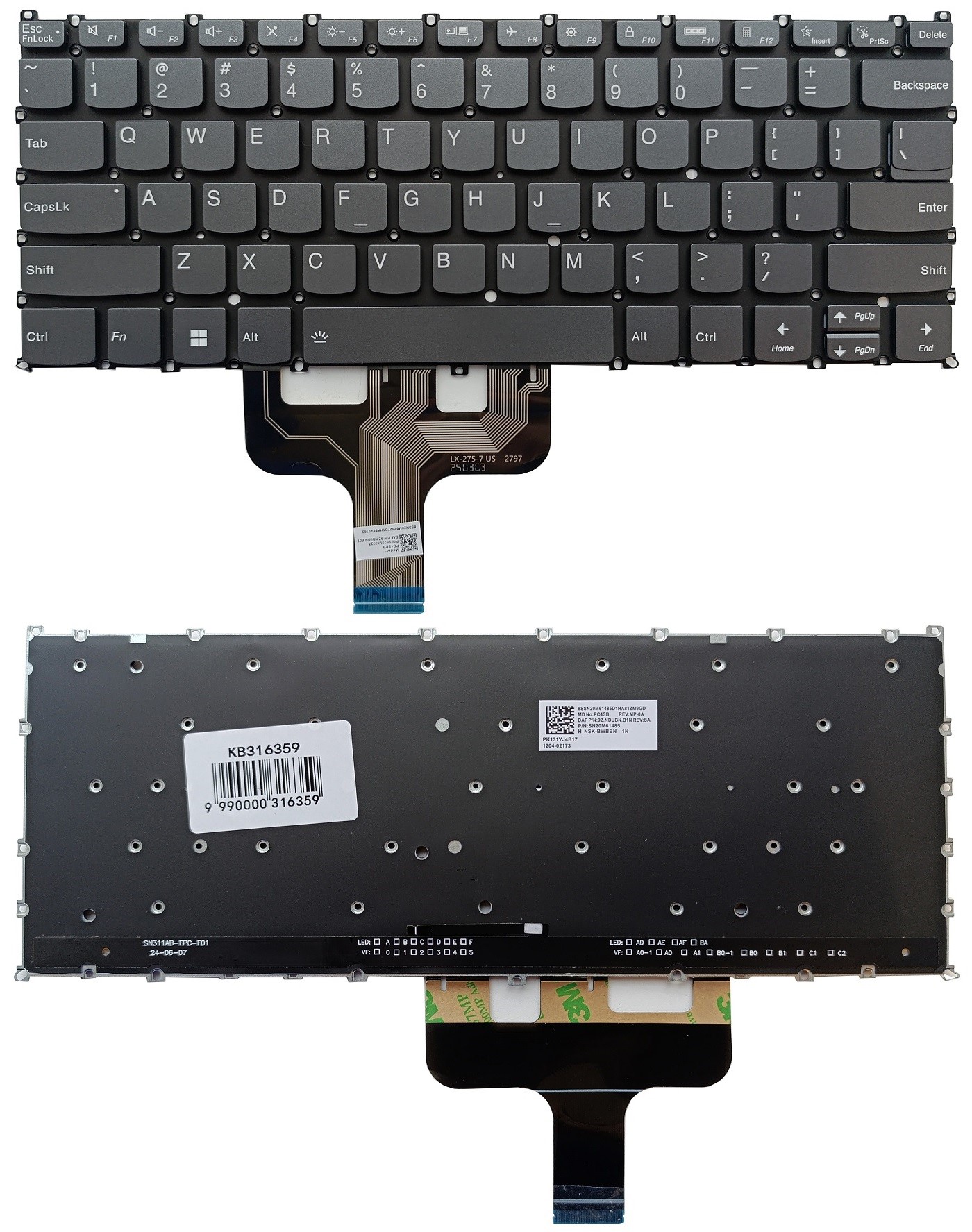Keyboard LENOVO Yoga 7 14IAL7, with Backlight, US