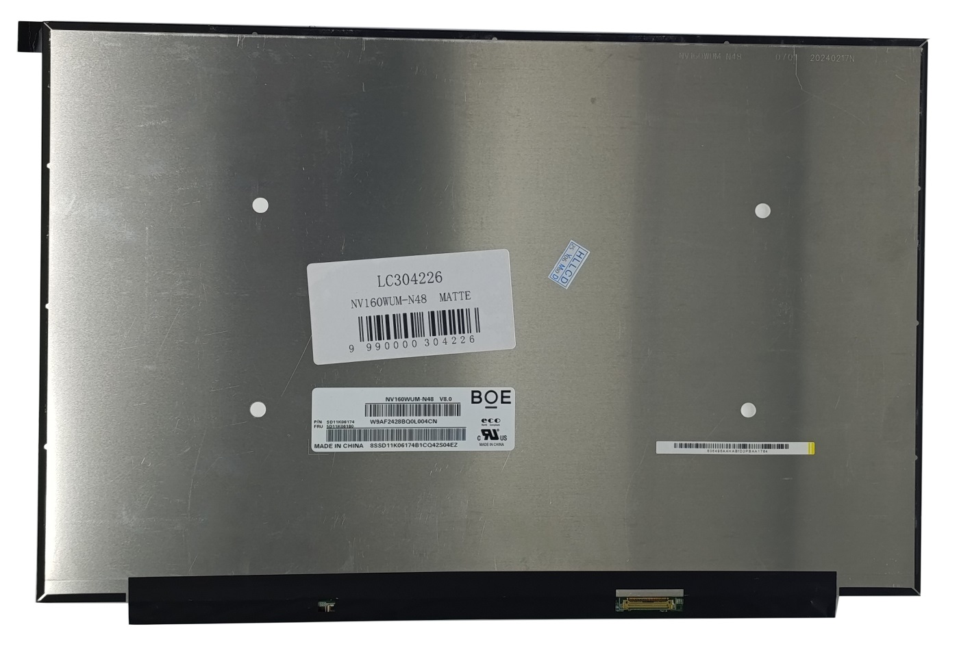 LCD Screen 16.0", 1920x1200, WLED, SLIM, IPS, matte, 30pin (right), A+