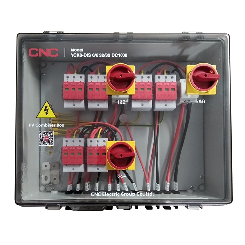 CNC YCX8-DIS PV grandinių DC apsaugos skydelis, 6 įėjimai / 6 išėjimai, 1000 V, IP66