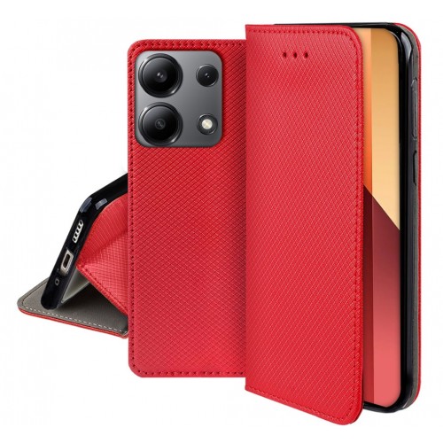 Telefono dėklas Smart Magnet Xiaomi Redmi 13C / Poco C65 / Poco M6 5G raudonas