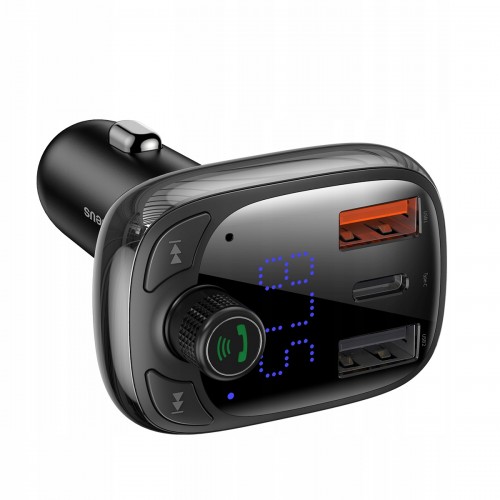 Car charger + FM transmiter BASEUS (S-13) (2xUSB;1xUSB-C) black