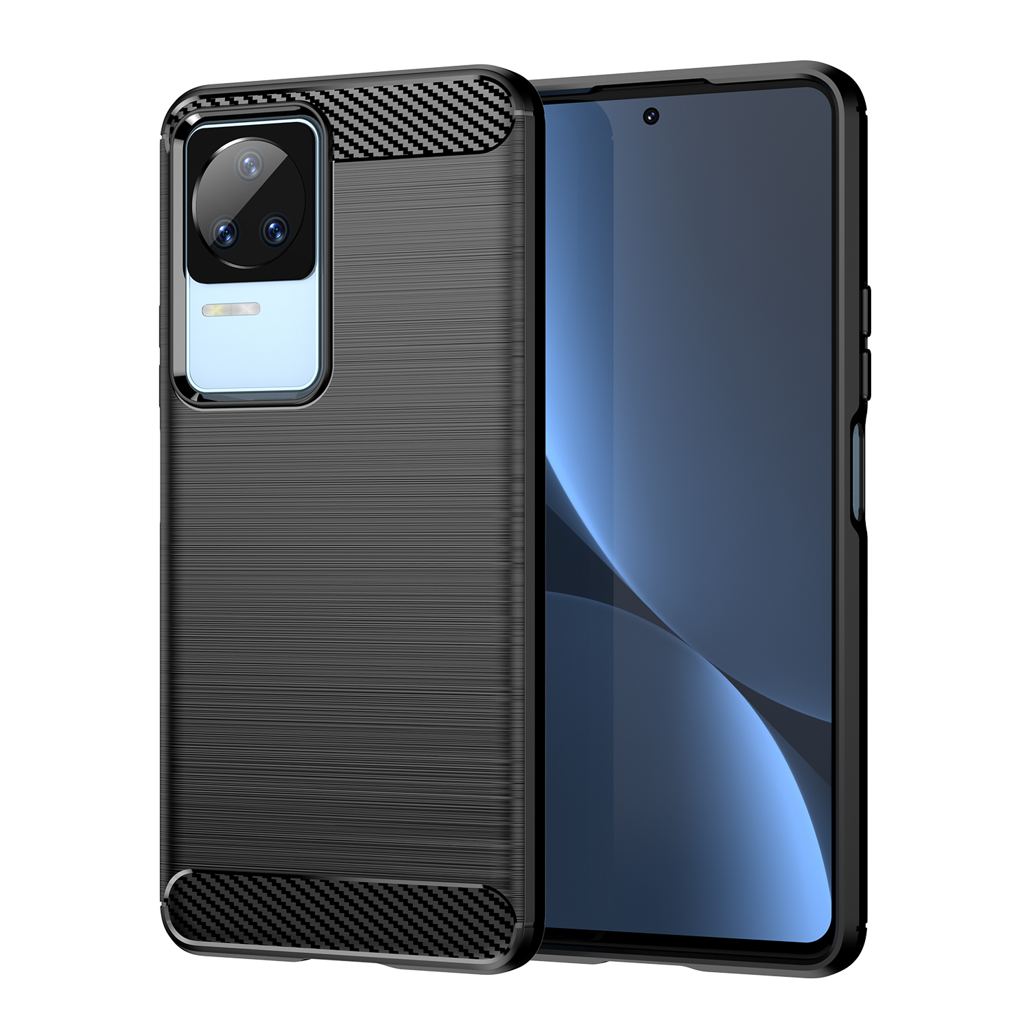 Чехол Carbon для Xiaomi Poco F4 5G гибкий силиконовый карбоновый чёрный