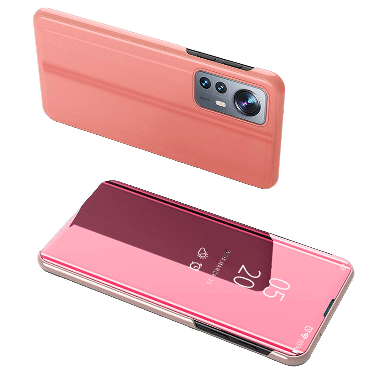 Dėklas telefonui Clear View Xiaomi 12 Lite flip dėklas rožinis