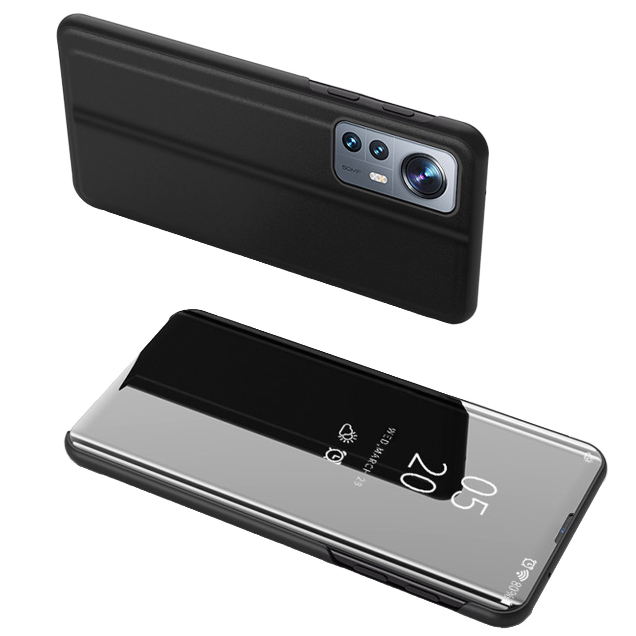 Dėklas telefonui Clear View Xiaomi 12 Lite flip dėklas juodas