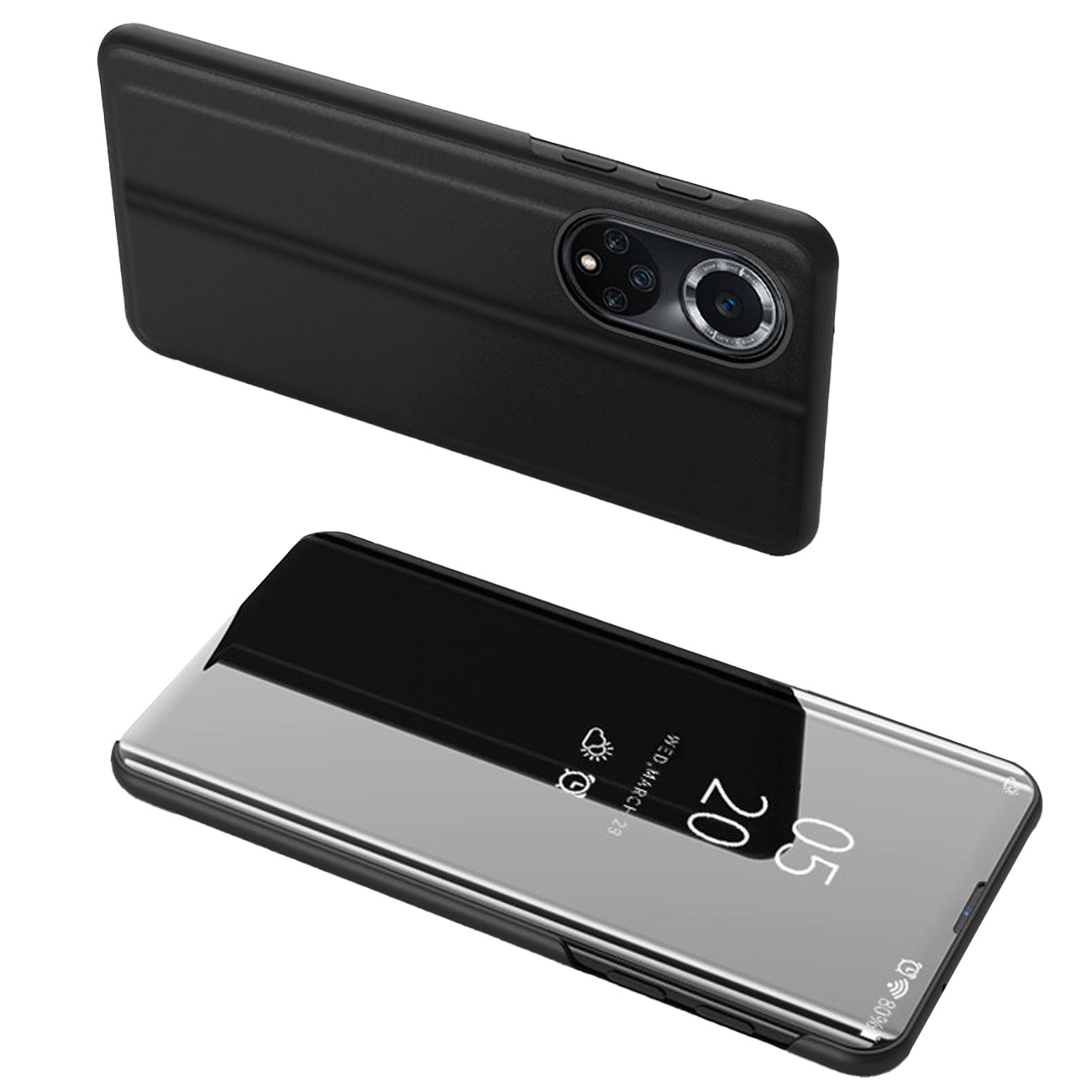 Dėklas telefonui Clear View Huawei nova 9 flip dėklas juodas