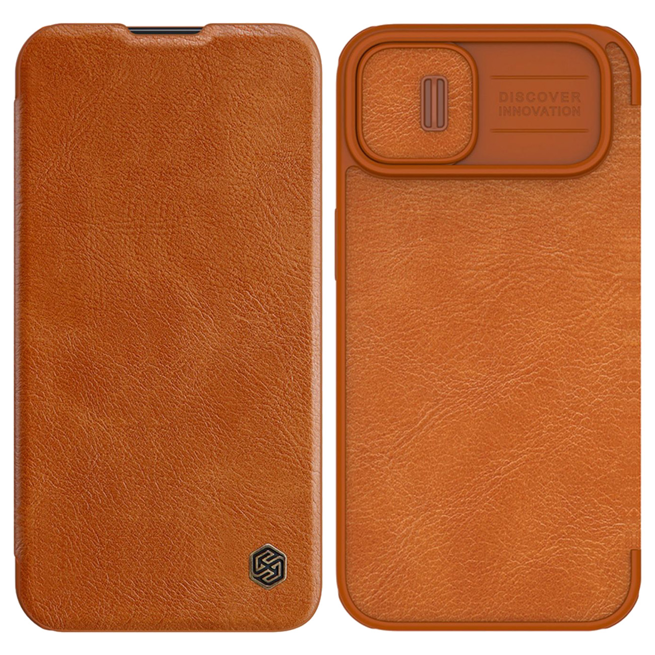Nillkin Qin Leather Pro Case iPhone 14 Plus с защитой камеры флип-чехол коричневый