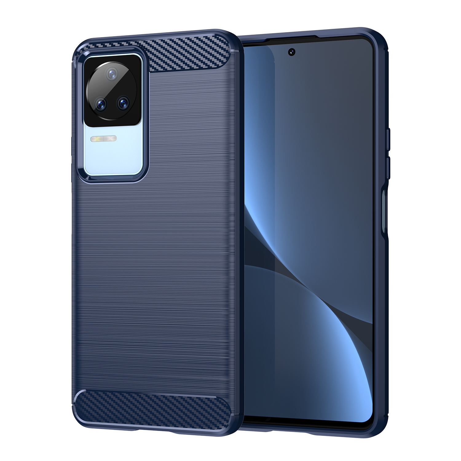 Carbon Case для Xiaomi Poco F4 5G гибкая силиконовая карбоновая накладка синий