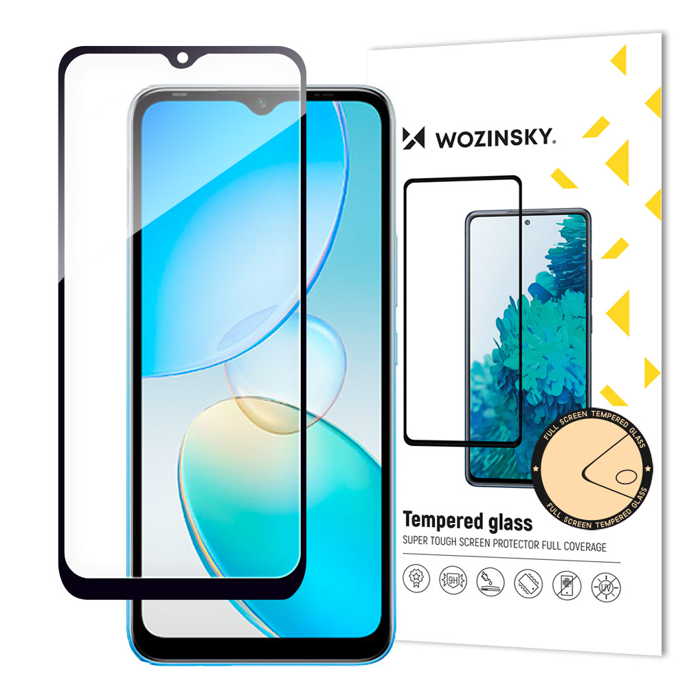 Wozinsky Full Glue Infinix Hot 12i закалённое стекло на весь экран с рамкой чёрный (case friendly)