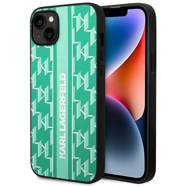 Karl Lagerfeld KLHCP14MPGKLSKN iPhone 14 Plus 6.7 "kietas dėklas žalias / žalias Monograma Juostelė