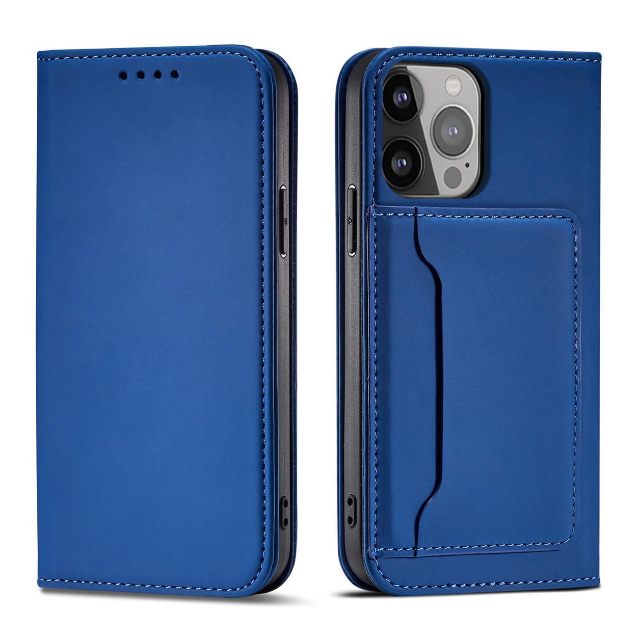 Magnet Card Case для Samsung Galaxy S23 Ultra флип-чехол кошелёк подставка синий