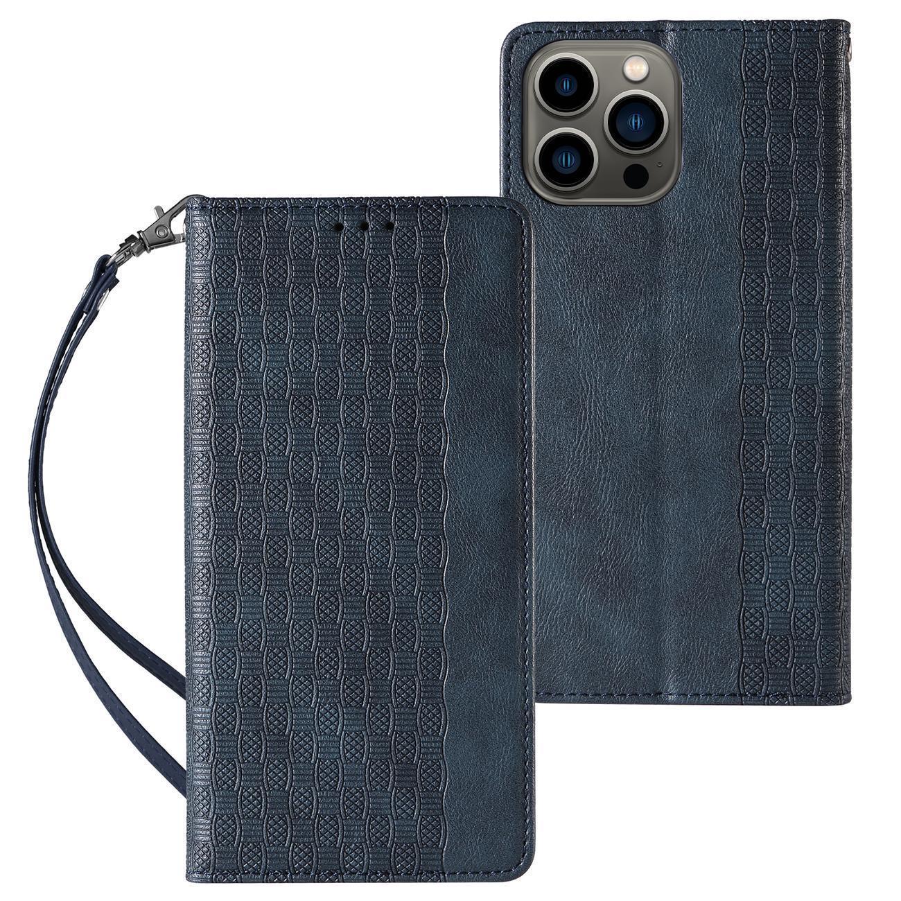 Magnet Strap Case чехол для Samsung Galaxy S23 Ultra флип-кошелёк мини-ремешок подставка синий