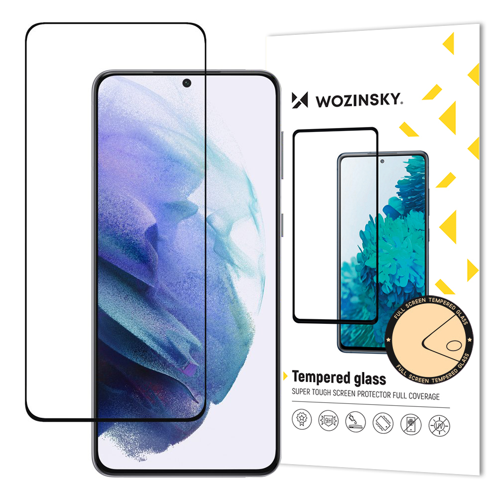LCD apsauginis stikliukas "Wozinsky 5D Full Glue" Samsung S906 S22 Plus/S916 S23 Plus pritaikytas dėklui juodas