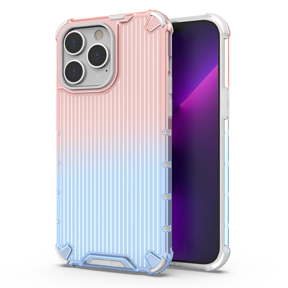 Ombre Protect dėklas iPhone 13 Pro šarvuotas dangtelis rožinė ir mėlyna