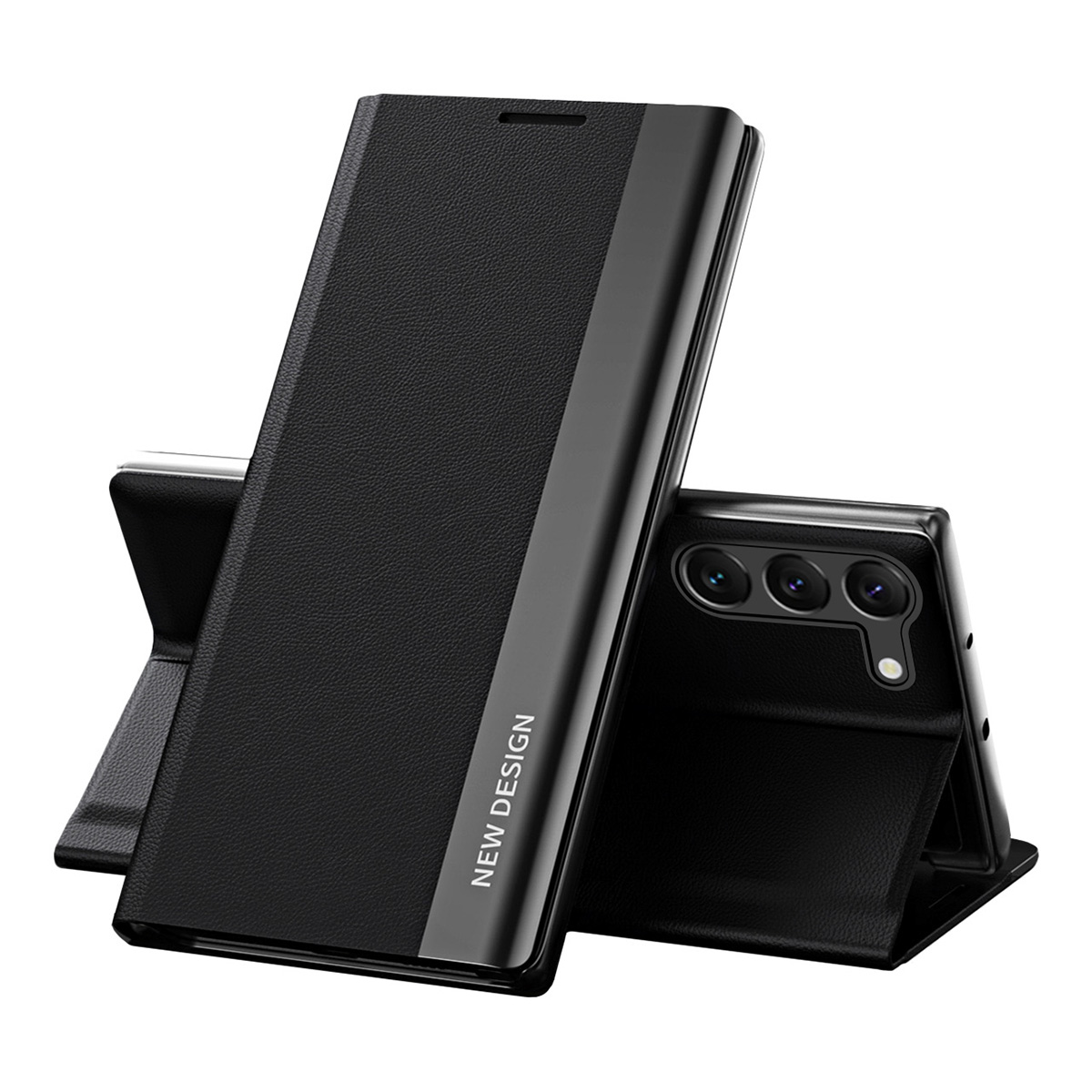 Sleep Case Pro dėklas telefonui Samsung Galaxy S23+ su atverčiamu stovu juoda