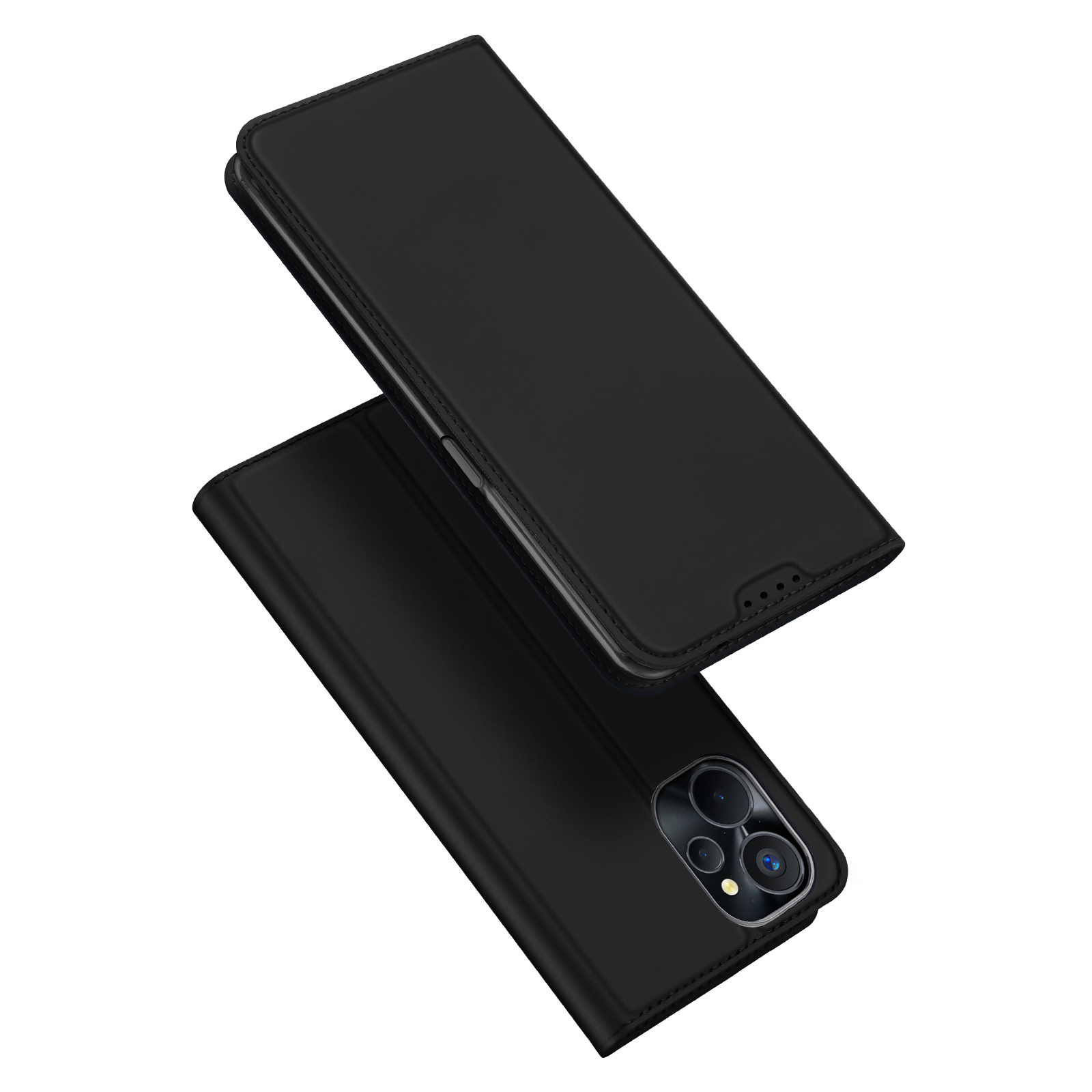 Dux Ducis Skin Pro dėklas Realme 10 5G / Realme 9i 5G atverčiamas kortelių dėklas su stovu – juodas