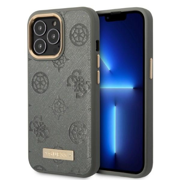Guess GUHMP13XSAPSTG iPhone 13 Pro Max 6.7" pilkas/pilkas kietas dėklas Bijūno logotipas Magnetinis