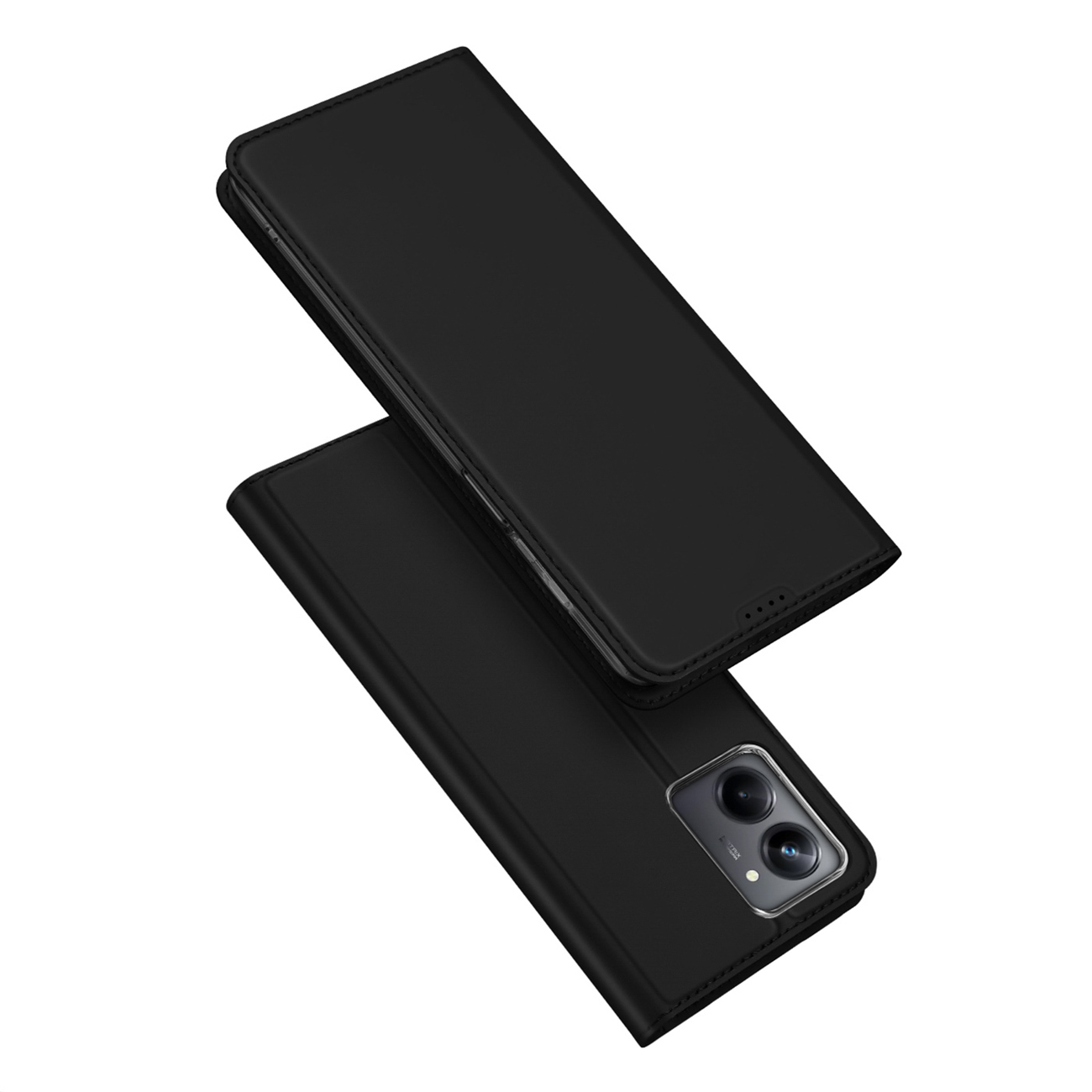 Dux Ducis Skin Pro Dėklas Realme 10 Pro lankstus dangtelis kortų piniginė stovas - juodas