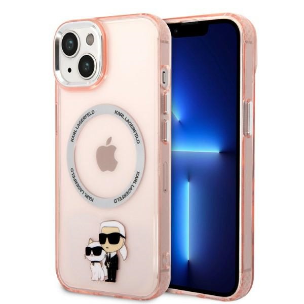 Karl Lagerfeld KLHMP14MHNKCIP iPhone 14 Plus 6.7" kietas dėklas pink/pink Iconic Karl&Choupette Magsafe