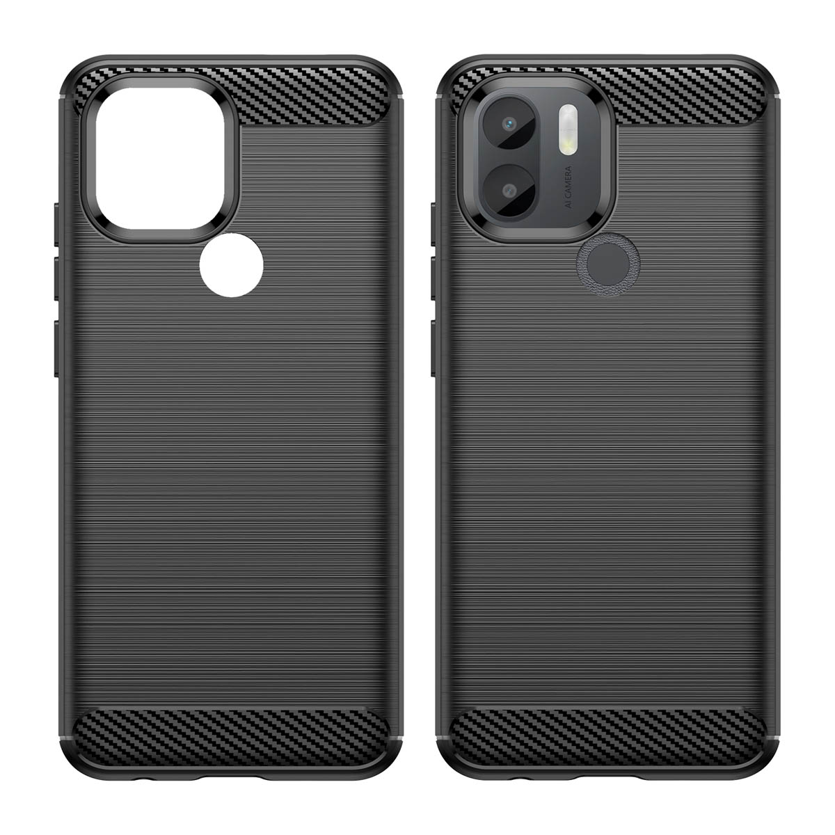 Чехол Carbon Case для Xiaomi Redmi A1+ гибкий силиконовый под карбон чёрный