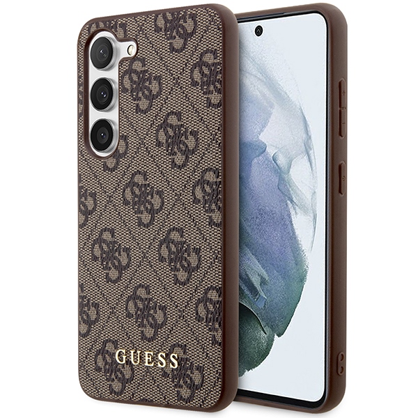 Guess GUHCS23SG4GFBR S23 S911 коричневый/коричневый жёсткий чехол 4G Metal с золотым логотипом