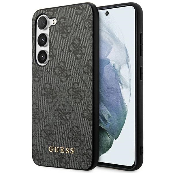 Guess GUHCS23SG4GFGR S23 S911 серый/серый жёсткий чехол 4G Metal с золотым логотипом