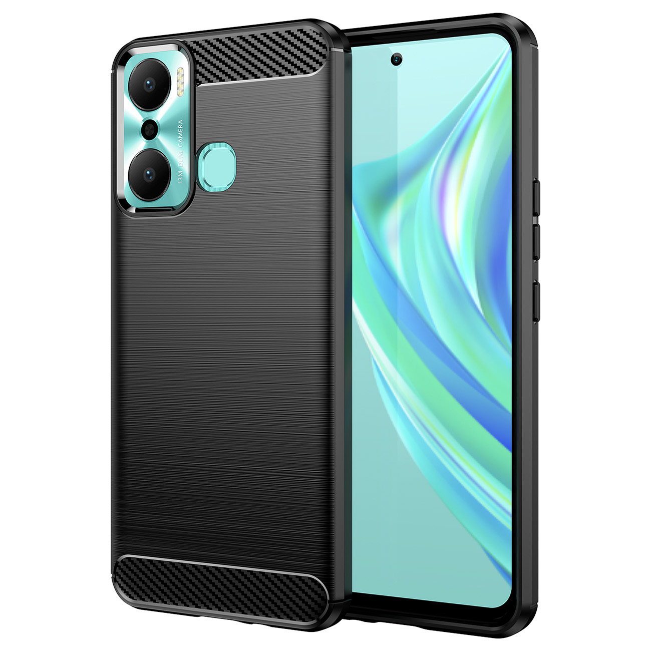 Carbon Case чехол для Infinix Hot 20 Play гибкая силиконовая карбоновая крышка чёрный