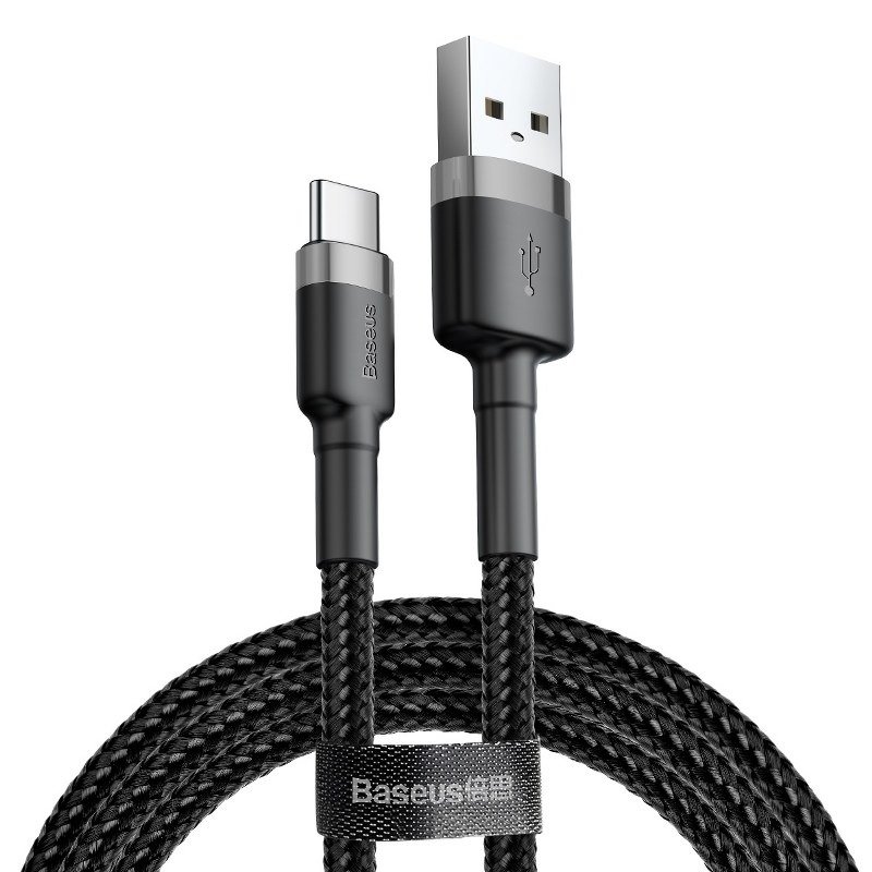 Baseus Cafule USB-C kabelis 2A, 2 m, pilka/juoda (CATKLF-CG1)