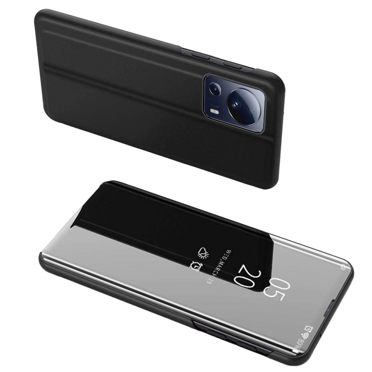 Clear View dėklas Xiaomi 13 Lite dangtelis su atverčiamu dangteliu juodas