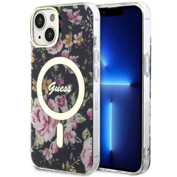 Guess Flower Dėklas telefonui juodas Magnētinis