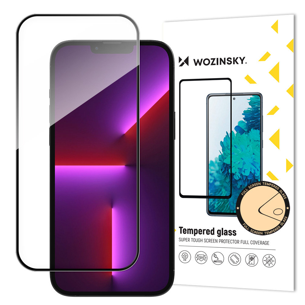 LCD apsauginis stikliukas "Wozinsky 5D Full Glue" Apple iPhone 15 Pro pritaikytas dėklui juodas