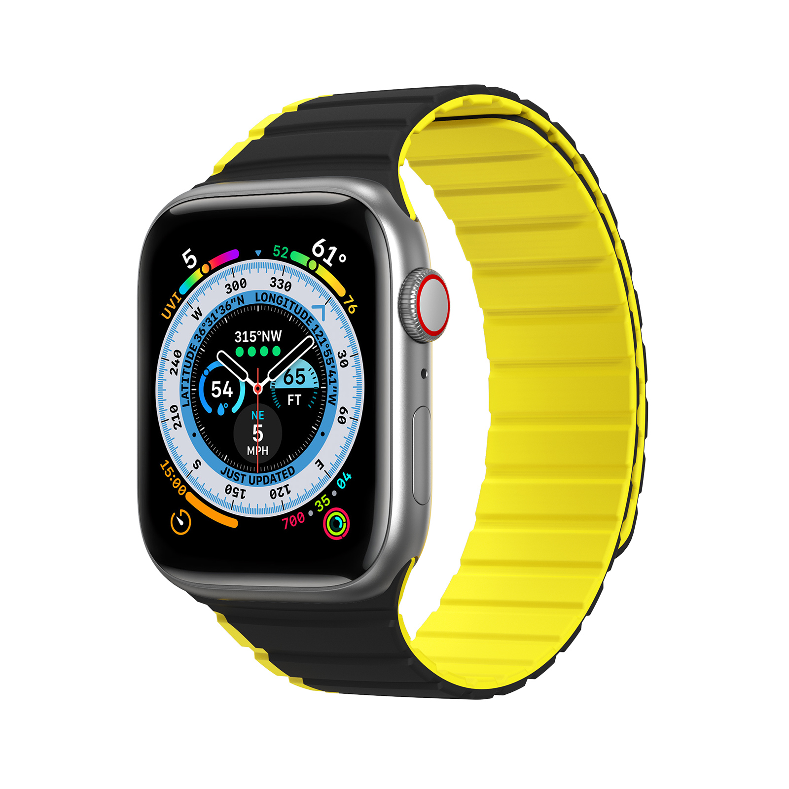 Magnetinė Apple Watch SE, 9, 8, 7, 6, 5, 4, 3, 2, 1 (41, 40, 38 mm) Dux Ducis Apyrankė (LD Versija) - juoda ir geltona