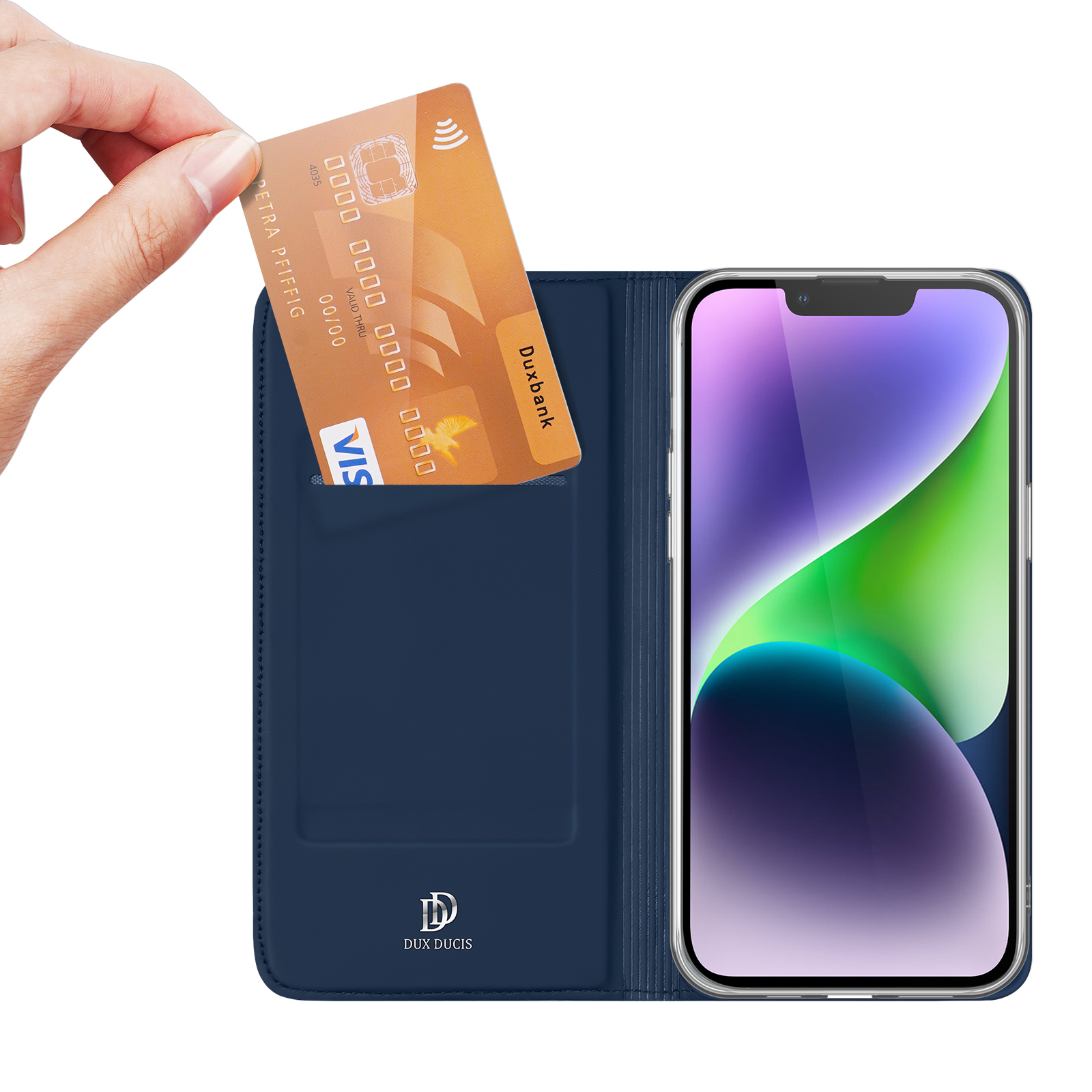 Dux Ducis чехол-кошелёк Skin Pro для iPhone 15 Plus синий