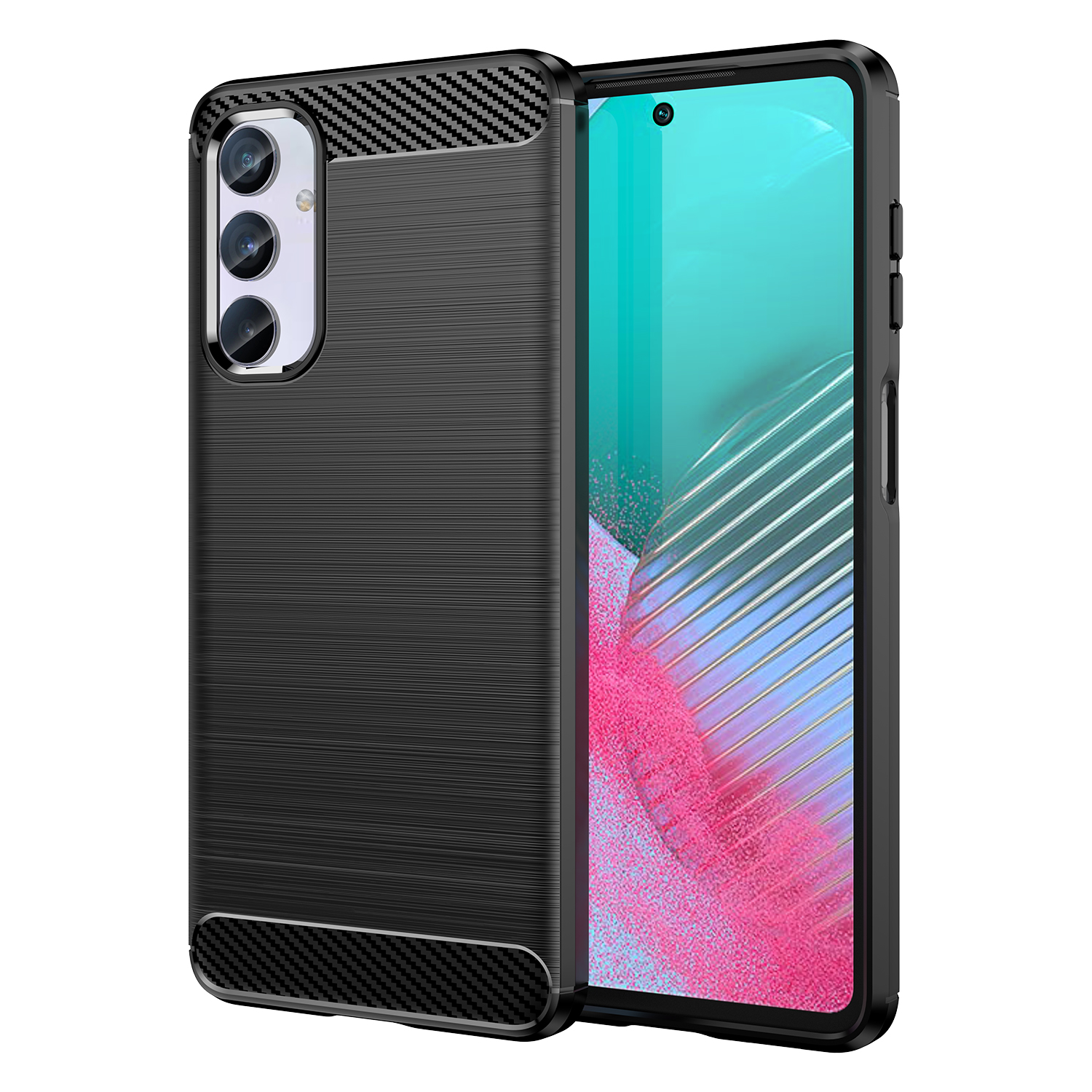 Гибкий чехол с карбоновым узором для Samsung Galaxy M54 Carbon Case - чёрный