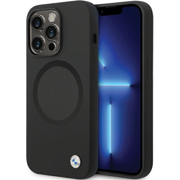 BMW BMHMP14XSILBK2 dėklas iPhone 14 Pro Max 6.7" - juodas Signature Liquid Silicone MagSafe