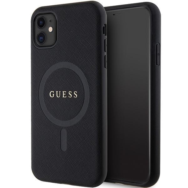 Guess GUHMN61PSAHMCK case for iPhone 11 / Xr - black Saffiano MagSafe