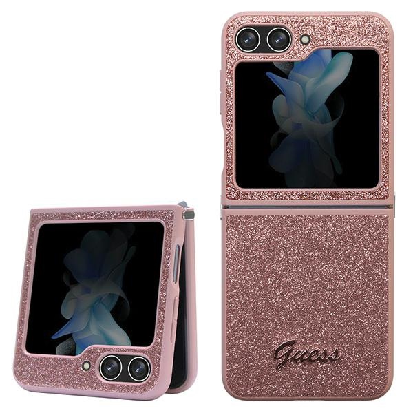 Guess Glitter Script чехол для Samsung Galaxy Z Flip 5 - розовый