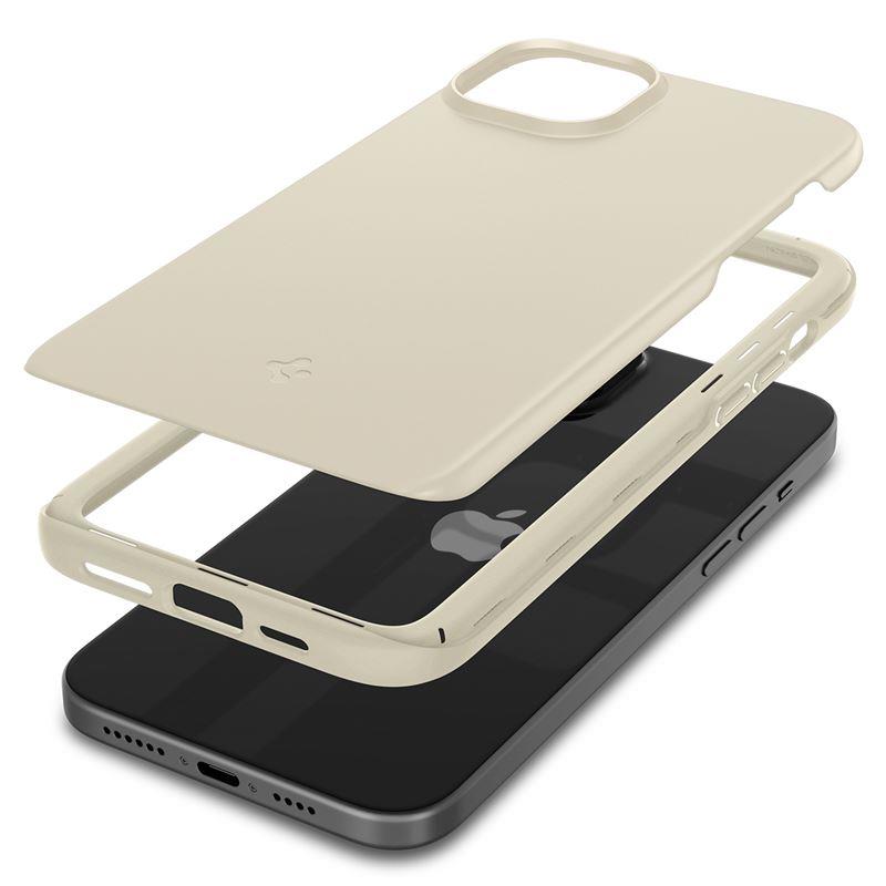 Spigen Thin Fit dėklas telefonui iPhone 15 Plus - smėlio spalvos