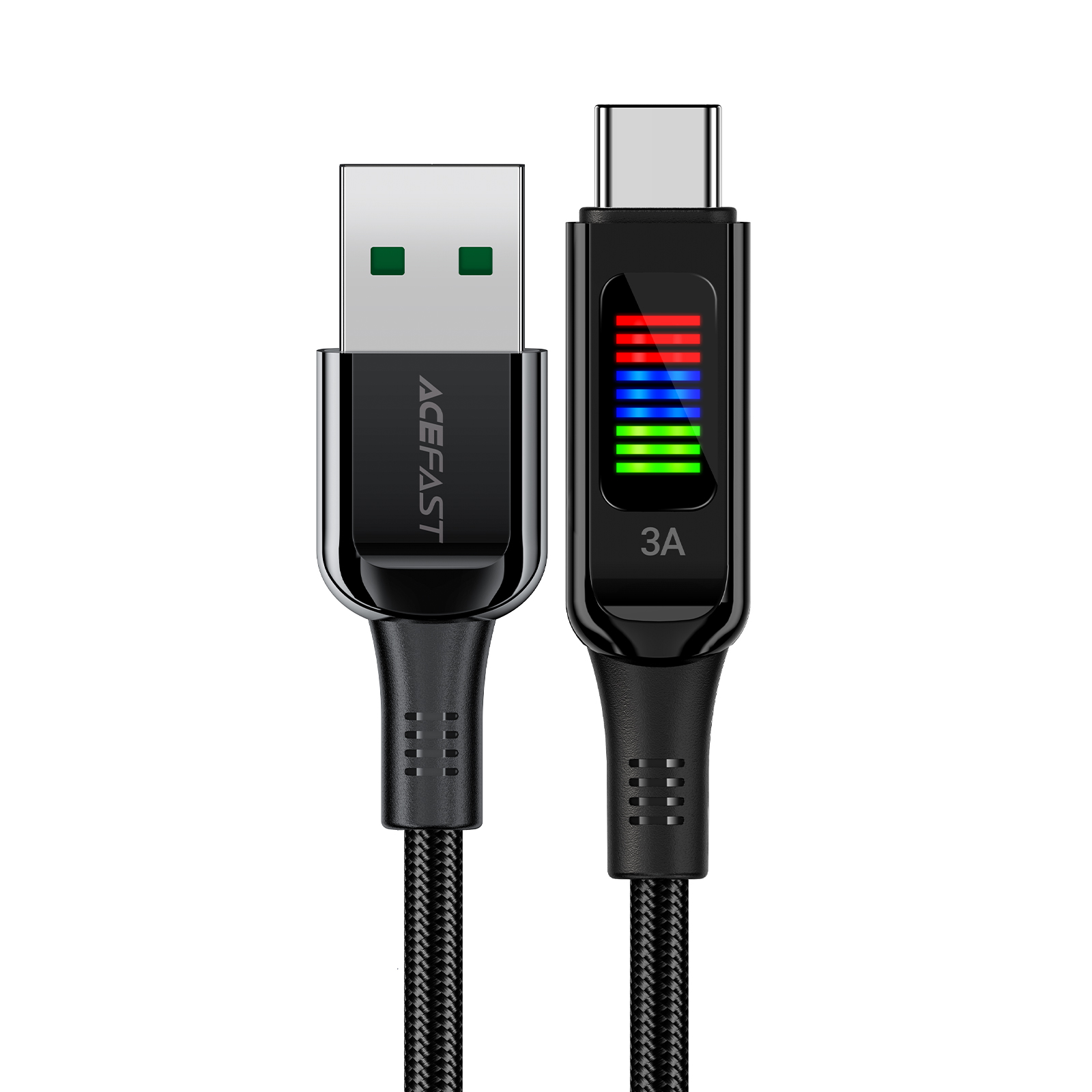 Acefast C7-04 кабель USB-A USB-C 60W 1.2м с дисплеем - чёрный