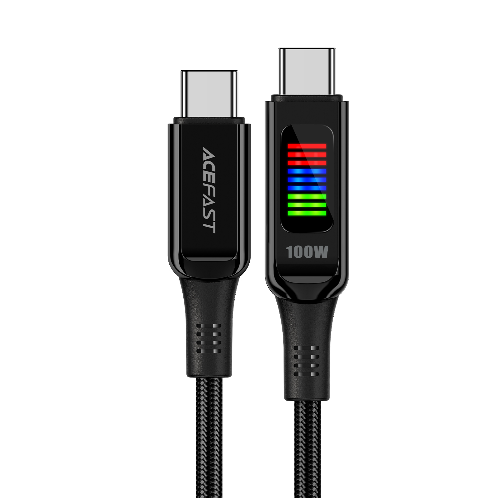 Acefast C7-03 кабель USB-C USB-C 100W 1.2м с дисплеем - чёрный