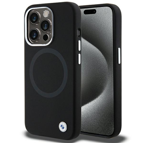 BMW parašo skystas silikonas Magnetinis dėklas telefonui iPhone 15 Pro - juodas