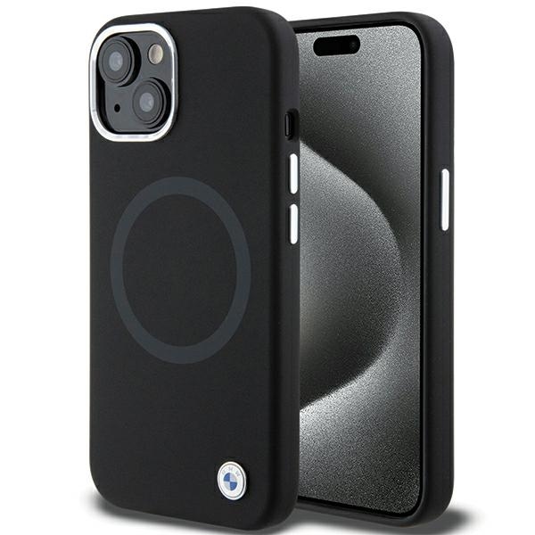 BMW parašo skystas silikonas Magnetinis dėklas telefonui iPhone 15 - juodas