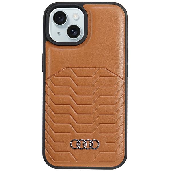 Audi Sintetinės odos dėklas telefonui su Magnetine iPhone 15 Plus/14 Plus - rudas