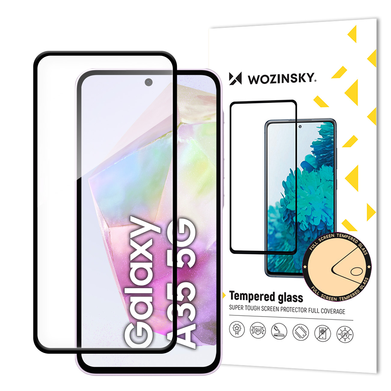 Wozinsky pilnai klijuotas grūdintas stiklas Samsung Galaxy A35 su juodu rėmeliu