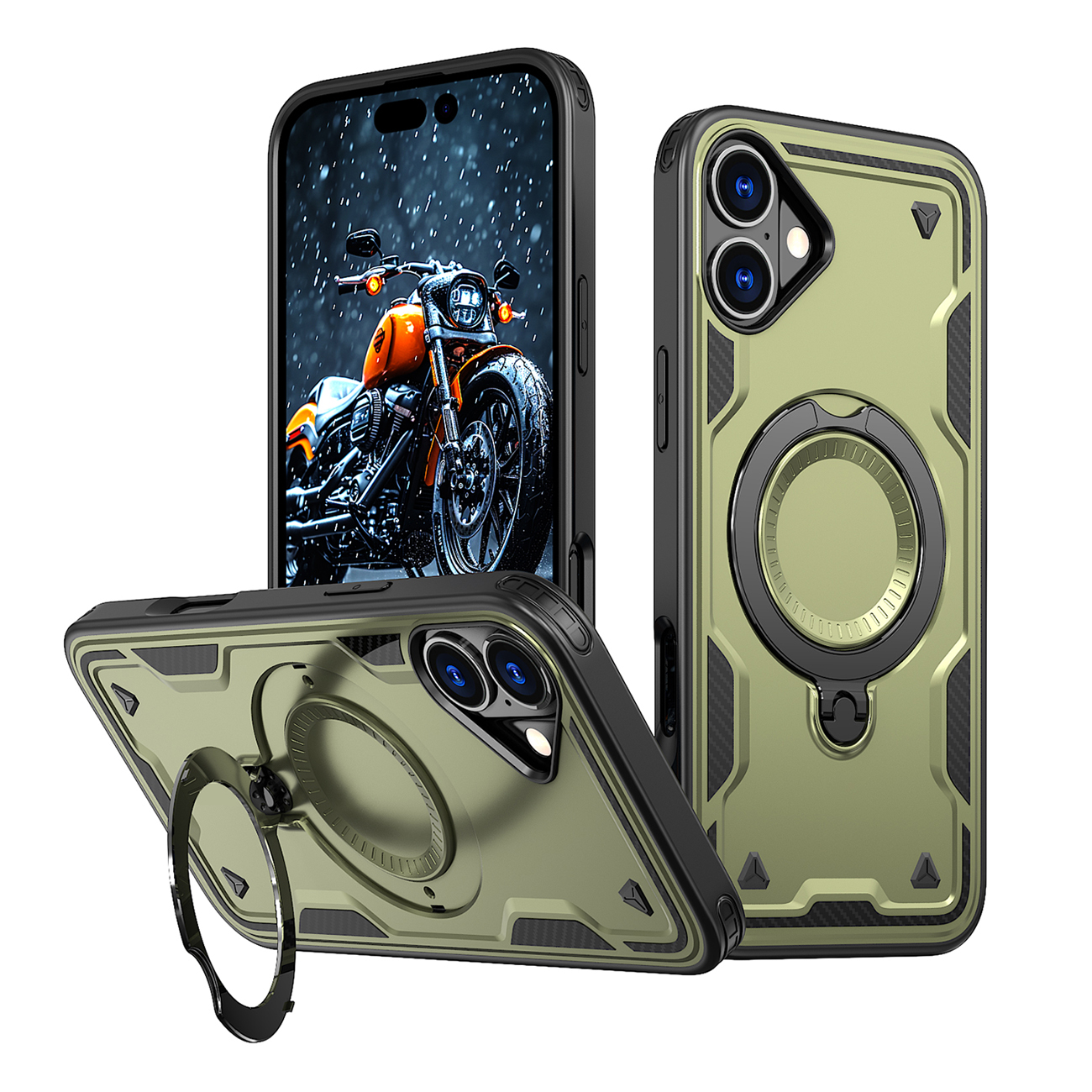 Hybrid Armor Trendy dėklas telefonui su MagSafe iPhone 16 Plus - žalias