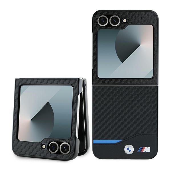BMW Carbon Blue Line dėklas telefonui Samsung Galaxy Z Flip 6 - juodas